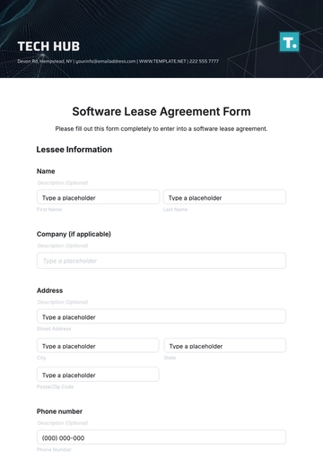 Free Software Lease Agreement Form Template to Edit Online