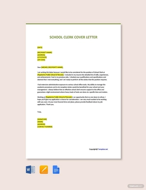 School Clerk Cover Letter