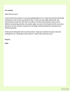 Vacation Letter Sample