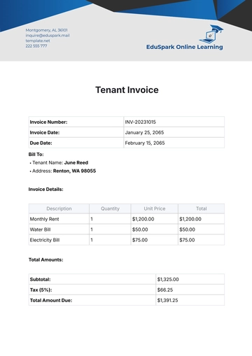 Free Tenant Invoice Template to Edit Online