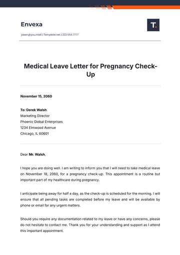 Free Medical Leave Letter for Pregnancy Check Up Template to Edit Online