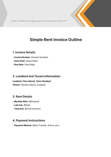 Free Simple Rent Invoice Outline Template to Edit Online