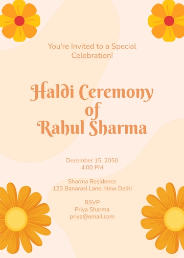 Free Groom Haldi Ceremony Invitation Template to Edit Online