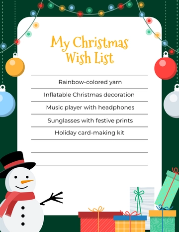 Free Colorful Christmas Wish List Template to Edit Online