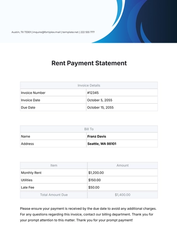 Free Rent Payment Statement Template to Edit Online