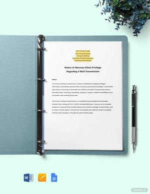 Notice of Attorney-Client Privilege Regarding E-Mail Transmission Template