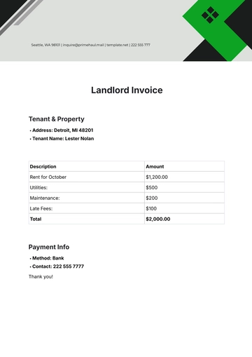 Free Landlord Invoice Template to Edit Online