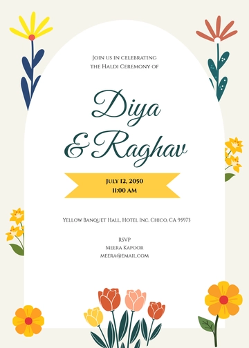 Free Floral Haldi Ceremony Invitation Template to Edit Online