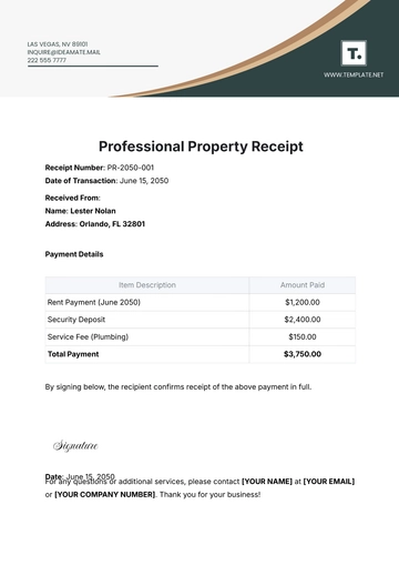 Free Professional Property Receipt Template to Edit Online