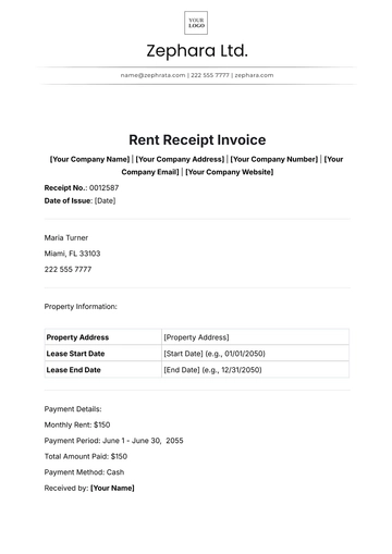 Free Rent Receipt Template to Edit Online