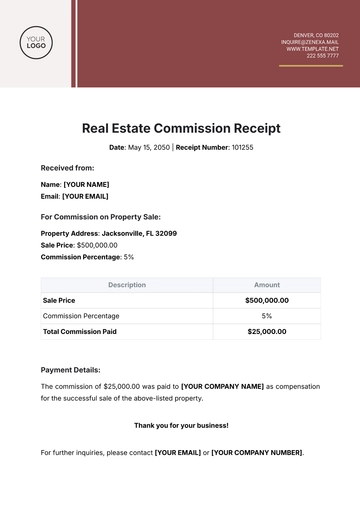 Free Real Estate Commission Receipt Template