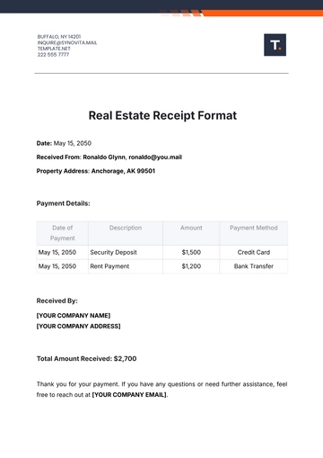 Free Real Estate Receipt Format Template to Edit Online