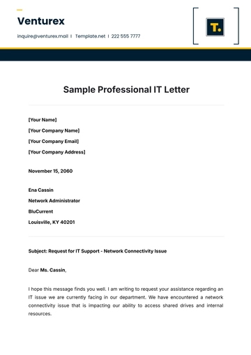 Free Sample Professional IT Letter Template to Edit Online