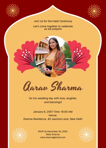 Free Ladies Haldi Ceremony Invitation Template to Edit Online