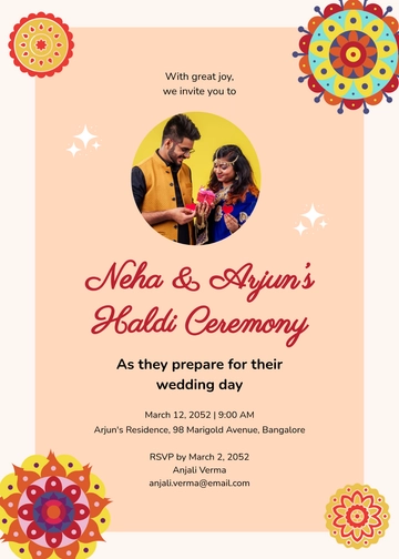 Free Haldi Ceremony Marriage Invitation Template to Edit Online