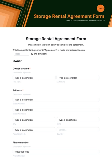 Free Storage Rental Agreement Form Template to Edit Online Free Storage Rental Agreement Form Template to Edit Online
