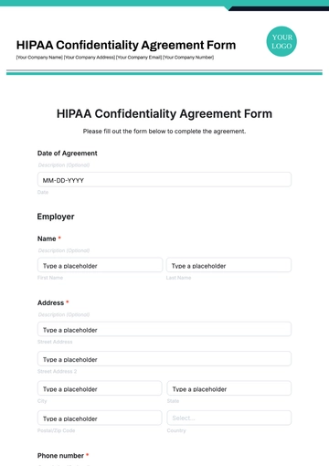Free HIPAA Confidentiality Agreement Form Template to Edit Online