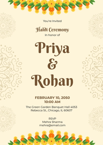 Free Haldi Ceremony Invitation to Edit Online