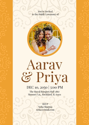 Free Haldi Ceremony Function Invitation Template to Edit Online