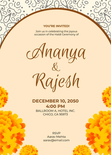 Free Aesthetic Haldi Ceremony Invitation Template to Edit Online
