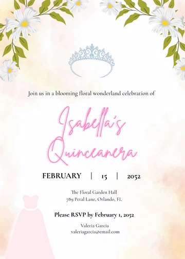 Free Creative Floral Quinceañera Invitation Template to Edit Online