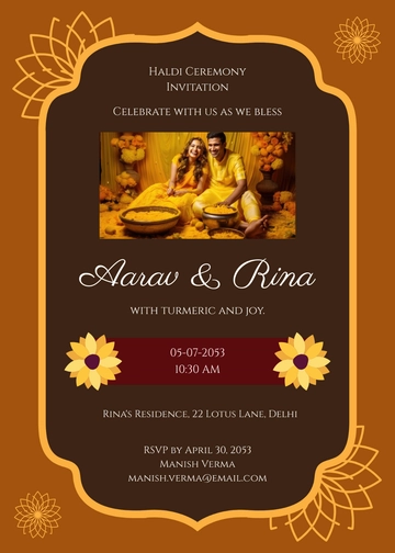 Free Indian Wedding Haldi Ceremony Invitation Template to Edit Online