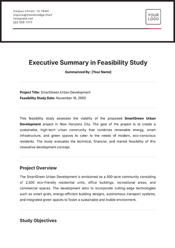 Free Executive Summary in Feasibility Study Template to Edit Online