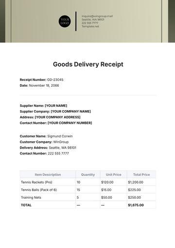 Free Goods Delivery Receipt Template to Edit Online