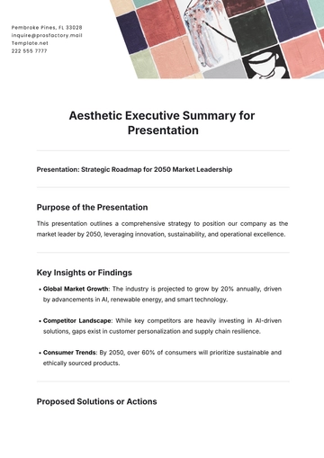 Free Aesthetic Executive Summary for Presentation Template to Edit Online