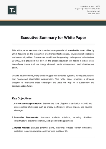 Free Executive Summary for White Paper Template to Edit Online