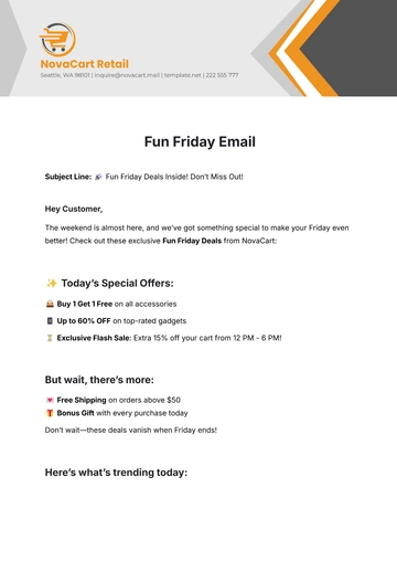 Free Fun Friday Email Template to Edit Online