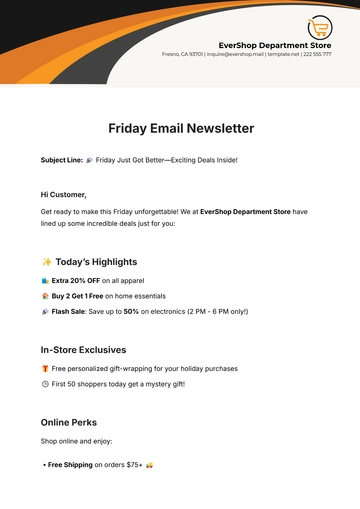 Free Friday Email Newsletter Template to Edit Online
