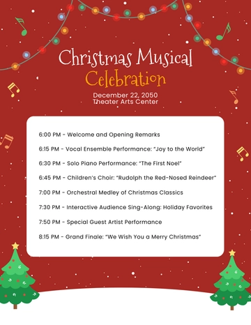 Free Colorful Christmas Musical Program Template to Edit Online