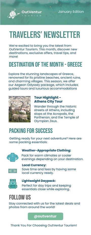 Free Tourism Newsletter Template to Edit Online