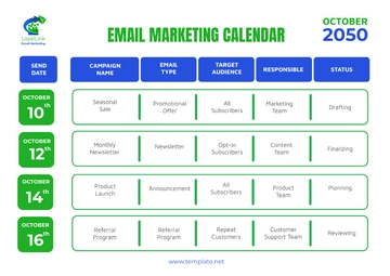 Free Email Marketing Calendar Template to Edit Online