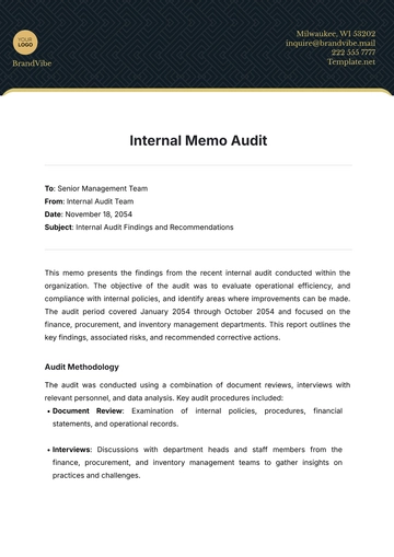 Free Internal Memo Audit Template to Edit Online