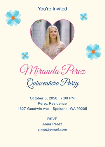 Photo Quinceañera Invitation Template - Edit Online & Download