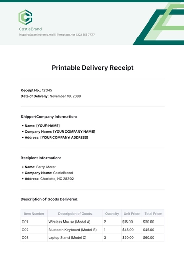 Free Printable Delivery Receipt Template to Edit Online