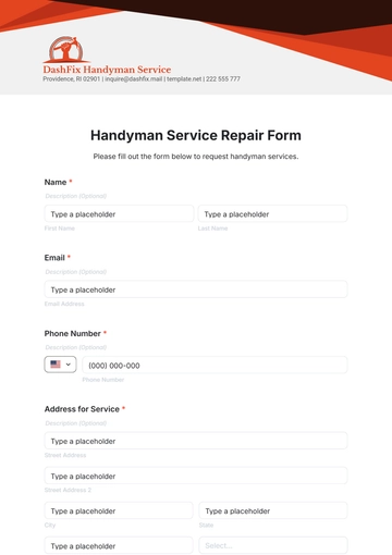 Free Handyman Service Repair Form Template to Edit Online