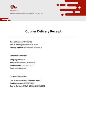Free Courier Delivery Receipt Template to Edit Online