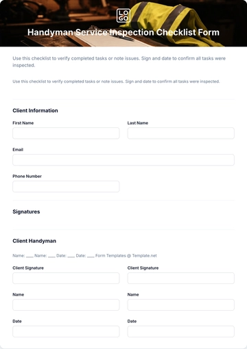 Free Handyman Service Inspection Checklist Form Template & AI Maker