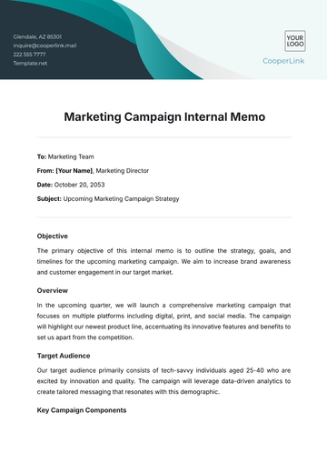 Free Marketing Campaign Internal Memo Template to Edit Online
