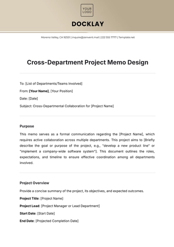 Free Cross-Department Project Memo Design Template to Edit Online