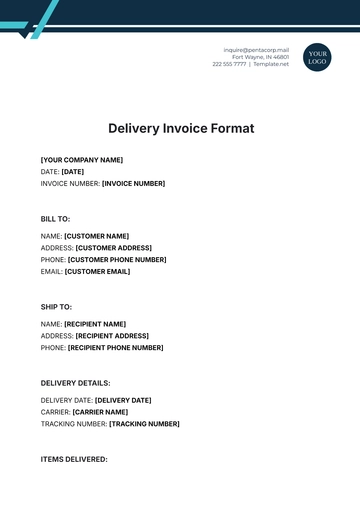 Free Delivery Invoice Format Template to Edit Online