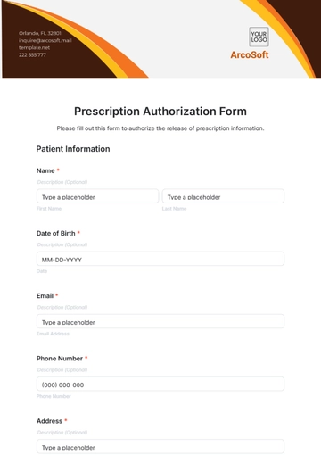 Free Prescription Authorization Form Template to Edit Online