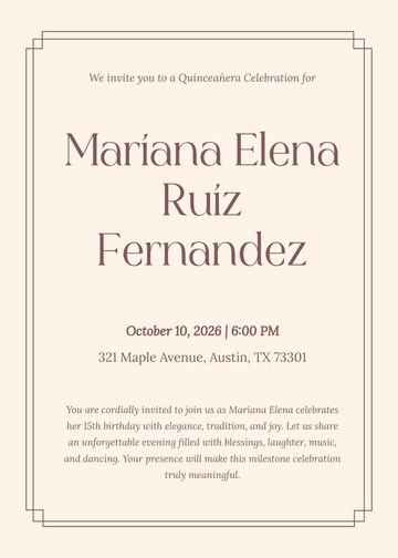 Free Blank Quinceañera Invitation Template to Edit Online