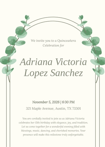 Free Download Quinceañera Invitation Template to Edit Online