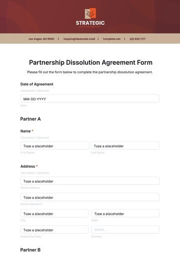 Free Partnership Dissolution Agreement Form Template to Edit Online