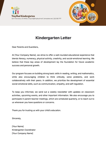 Free Kindergarten Letter Template to Edit Online