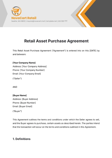 Free Retail Asset Purchase Agreement Template to Edit Online